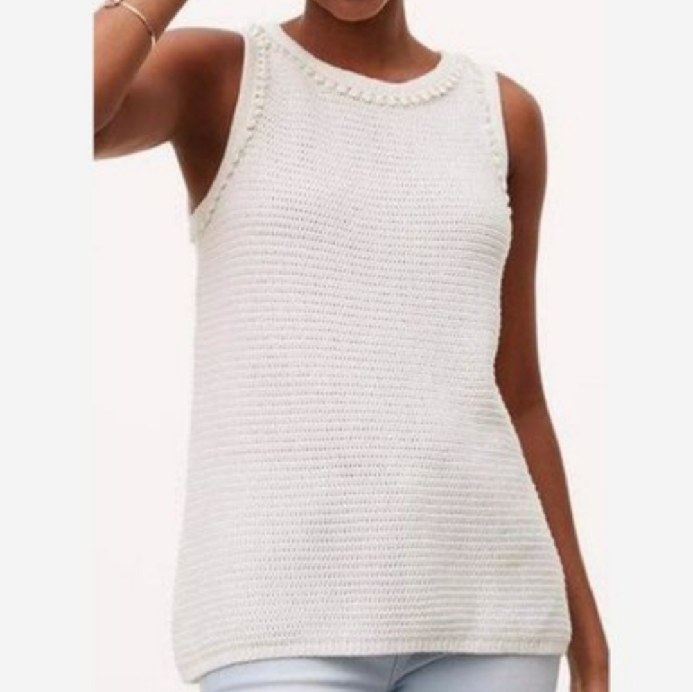 Loft Summer Crochet Knit Cotton Boho Beach Tank Top With Trim Size Snall